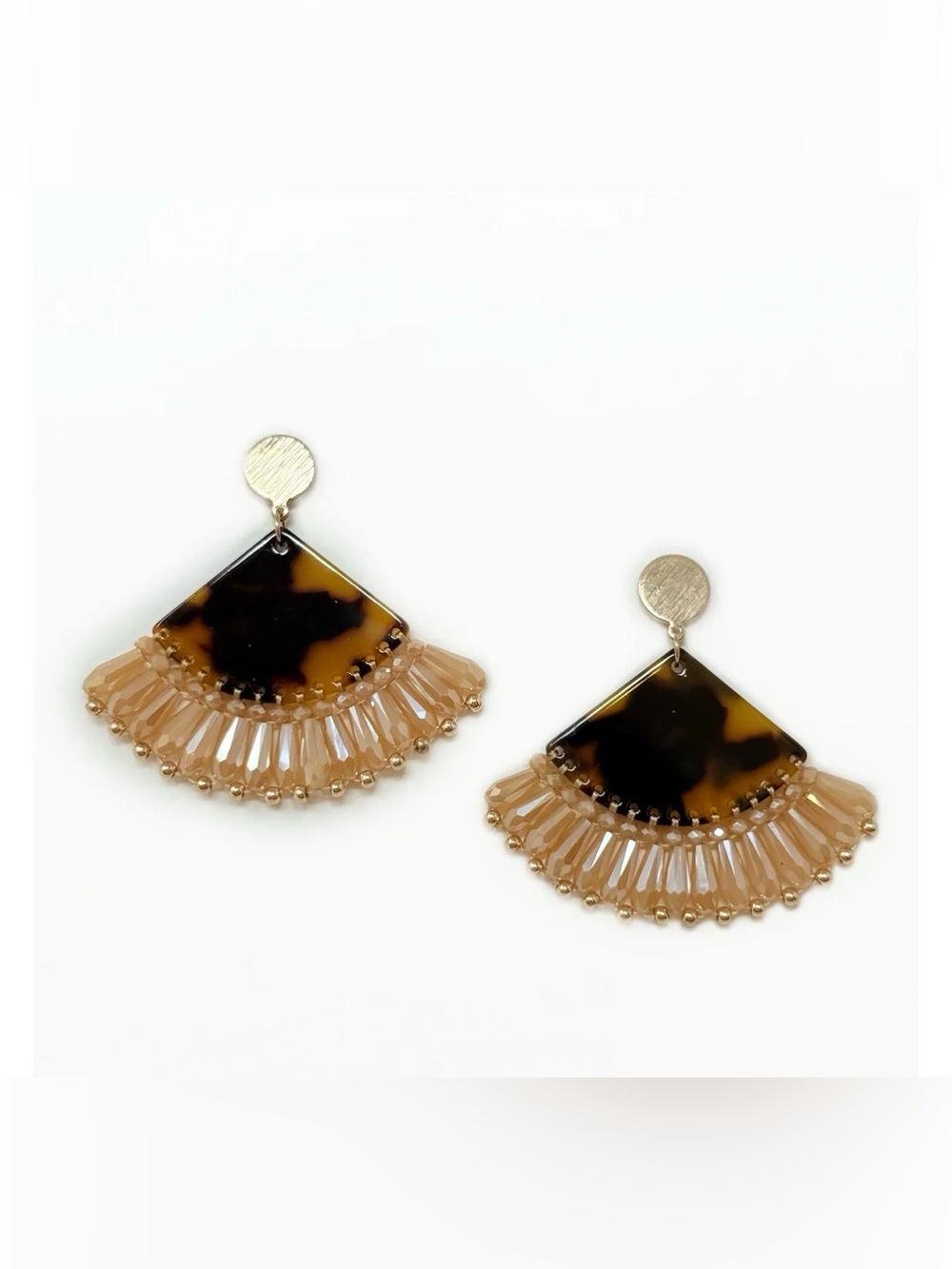 NWOT Willow & Zoey Tortoise Crystal Fan Earring MRSP $44